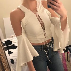 Fun crop white boutique top